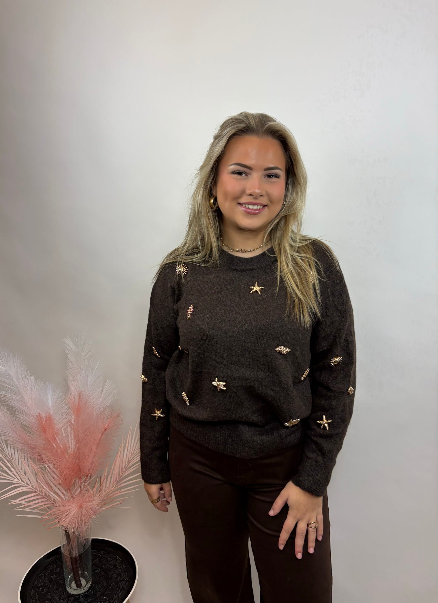 DAMES TRUI MET GOUDEN APPLICATIES BRUIN 777