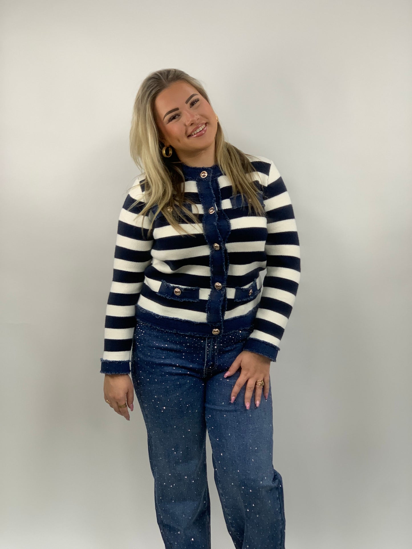 STUNT STREEP TRUI WIT/BLAUW 283