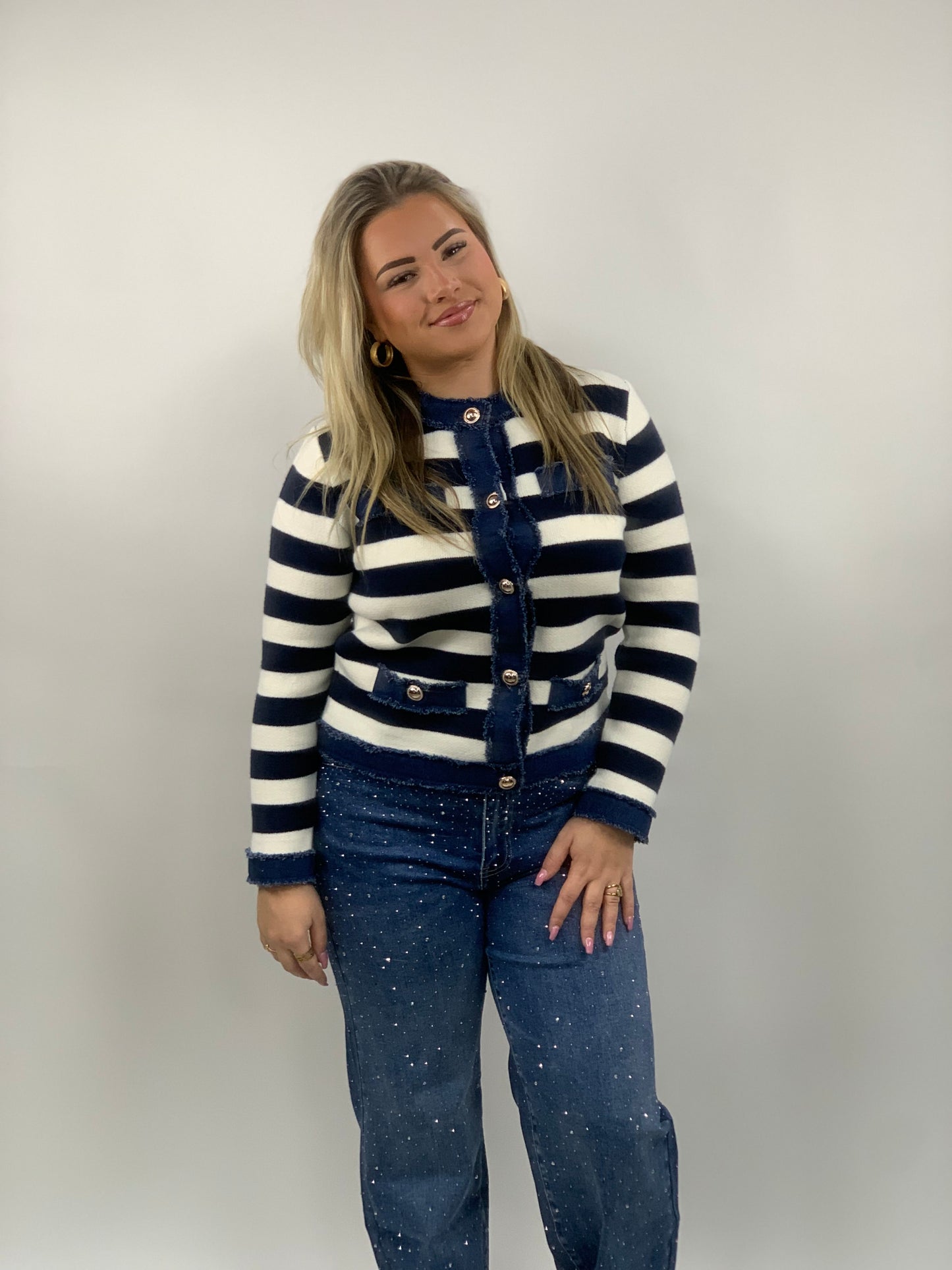 STUNT STREEP TRUI WIT/BLAUW 283