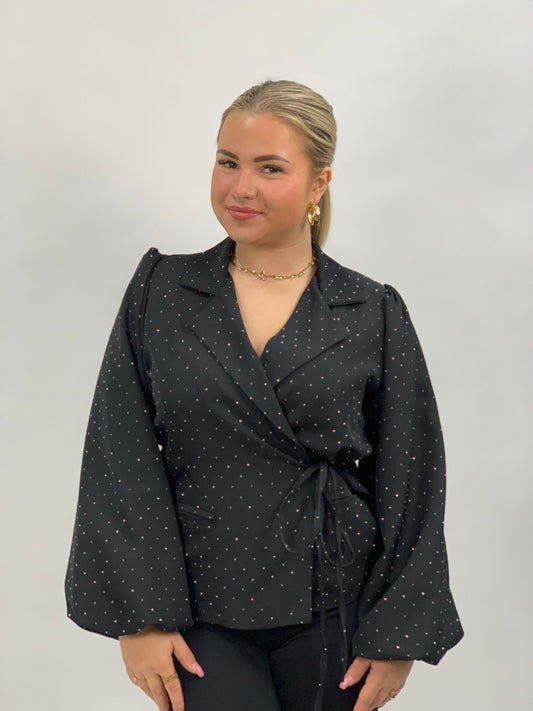 OVERSLAG GLITTER BLAZER  ZWART 020