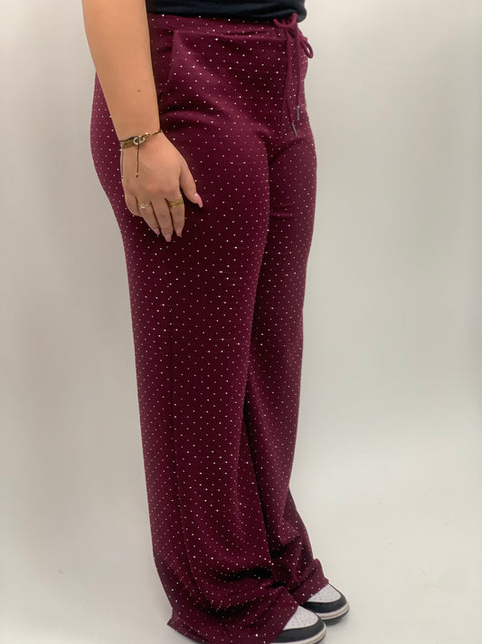 GLITTERBROEK JOGGING BORDEAUX