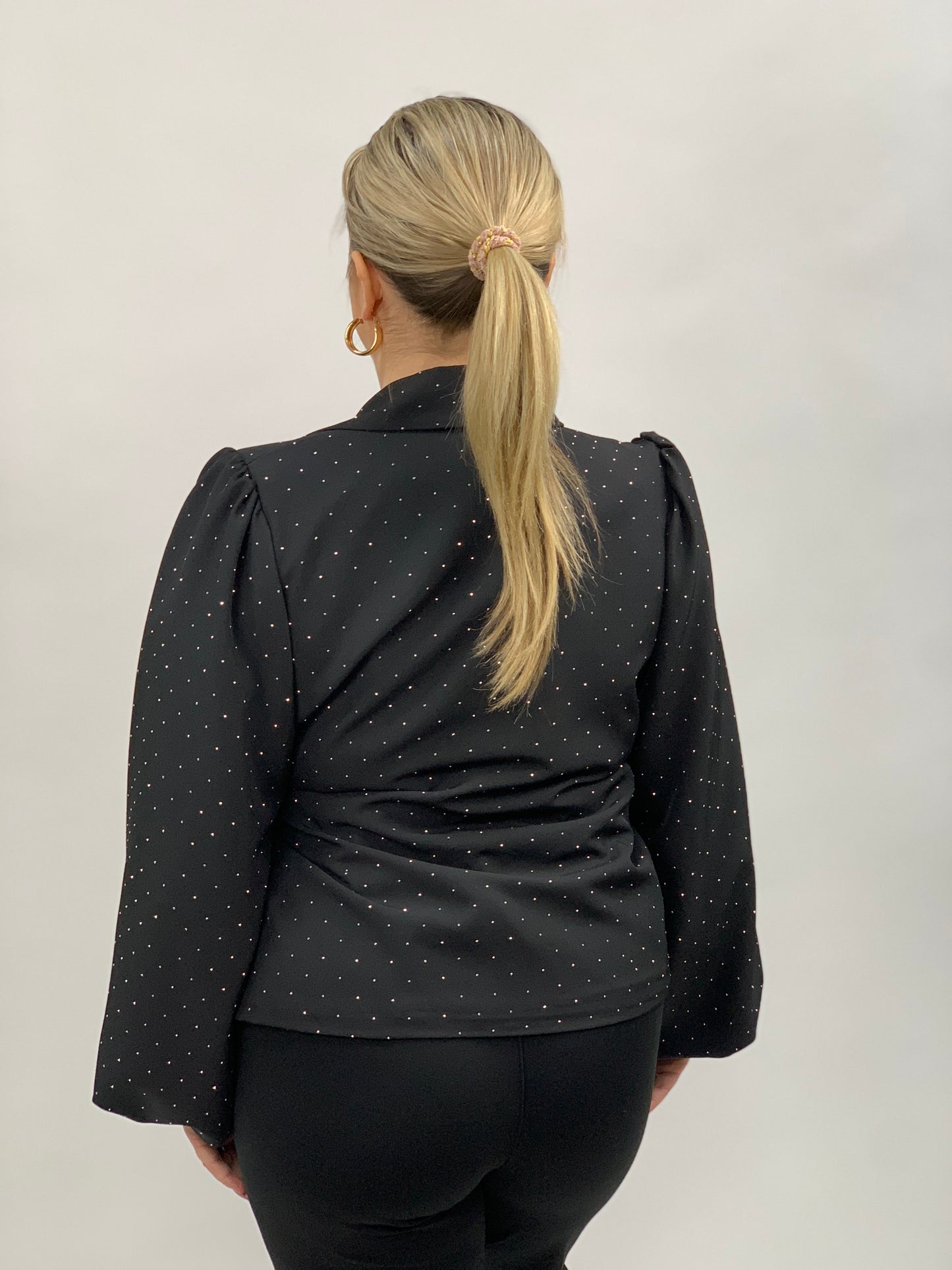 OVERSLAG GLITTER BLAZER  ZWART 020