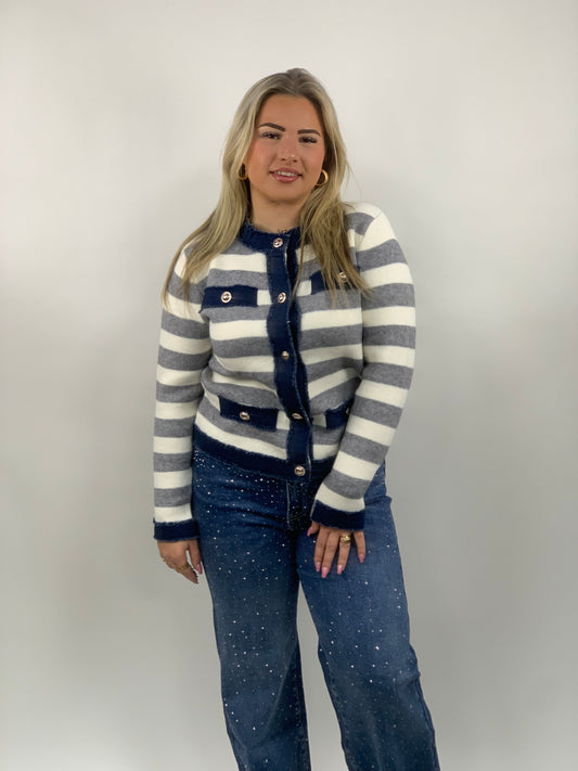 STUNT STREEP TRUI WIT/GRIJS 283