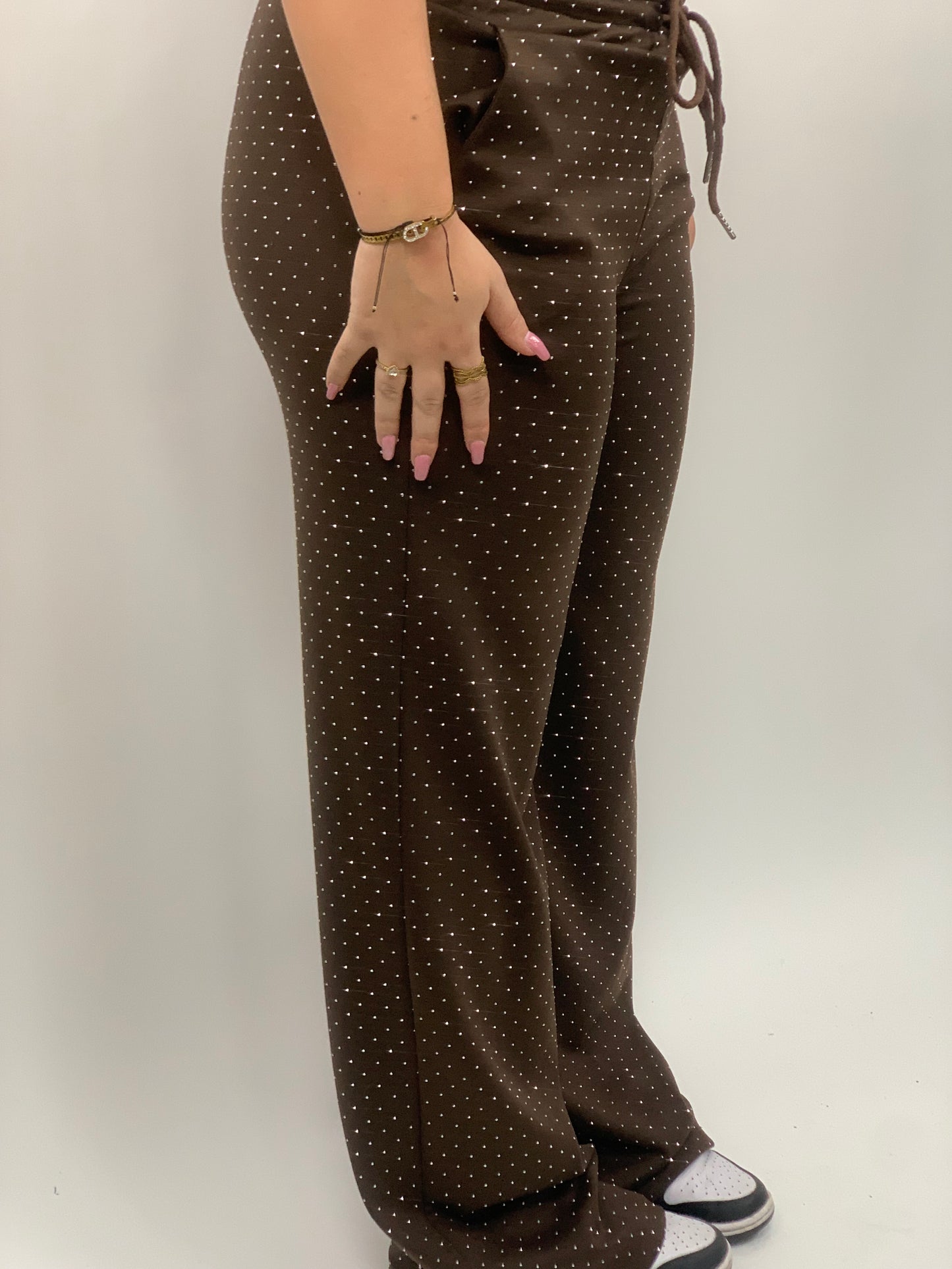 GLITTERBROEK JOGGING BRUIN