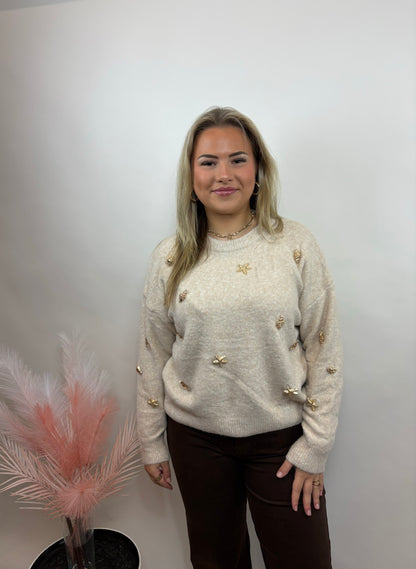 DAMES TRUI MET GOUDEN APPLICATIES BEIGE 777