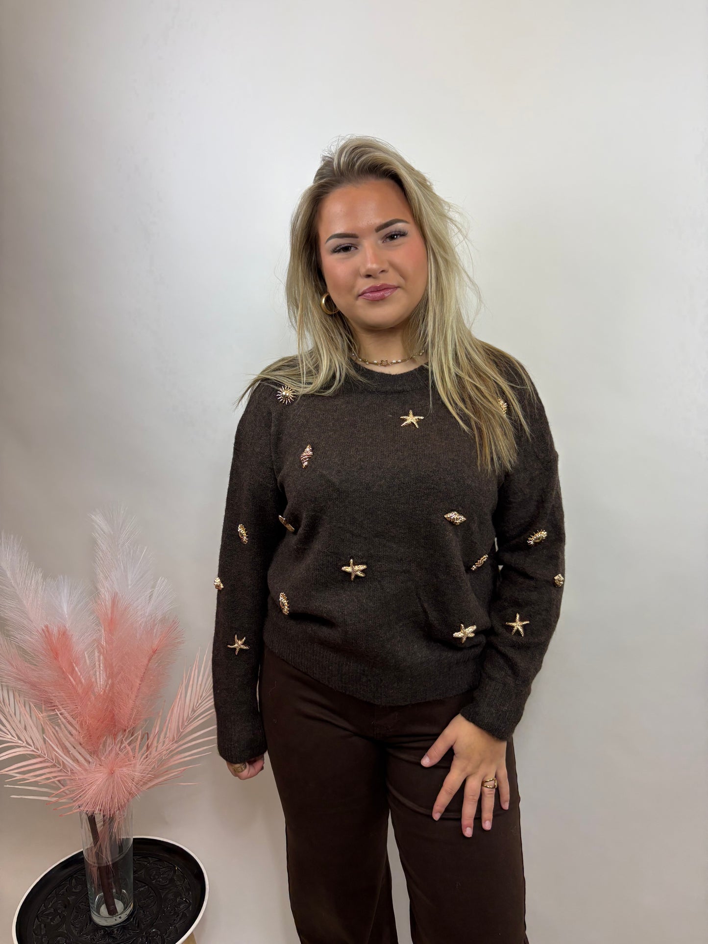 DAMES TRUI MET GOUDEN APPLICATIES BRUIN 777