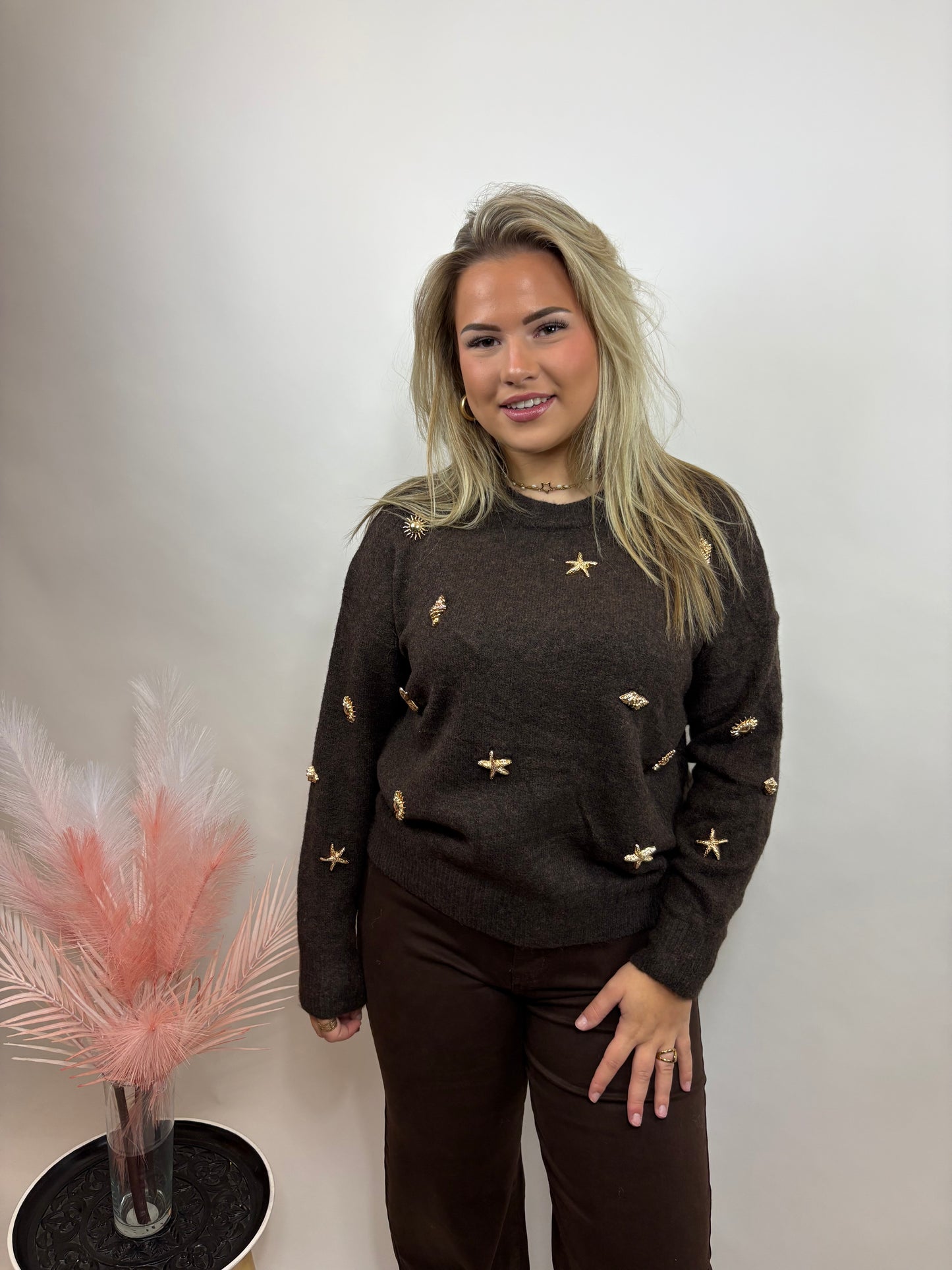 DAMES TRUI MET GOUDEN APPLICATIES BRUIN 777