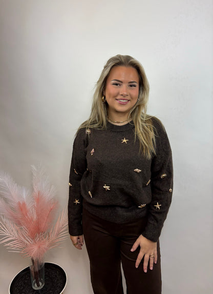 DAMES TRUI MET GOUDEN APPLICATIES BRUIN 777