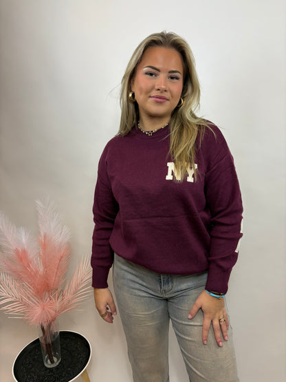 NEW YORK SWEATER BORDEAUX/BEIGE 657