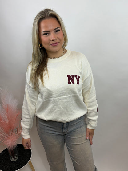 NEW YORK SWEATER BEIGE/BORDEAUX 657