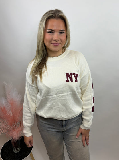 NEW YORK SWEATER BEIGE/BORDEAUX 657