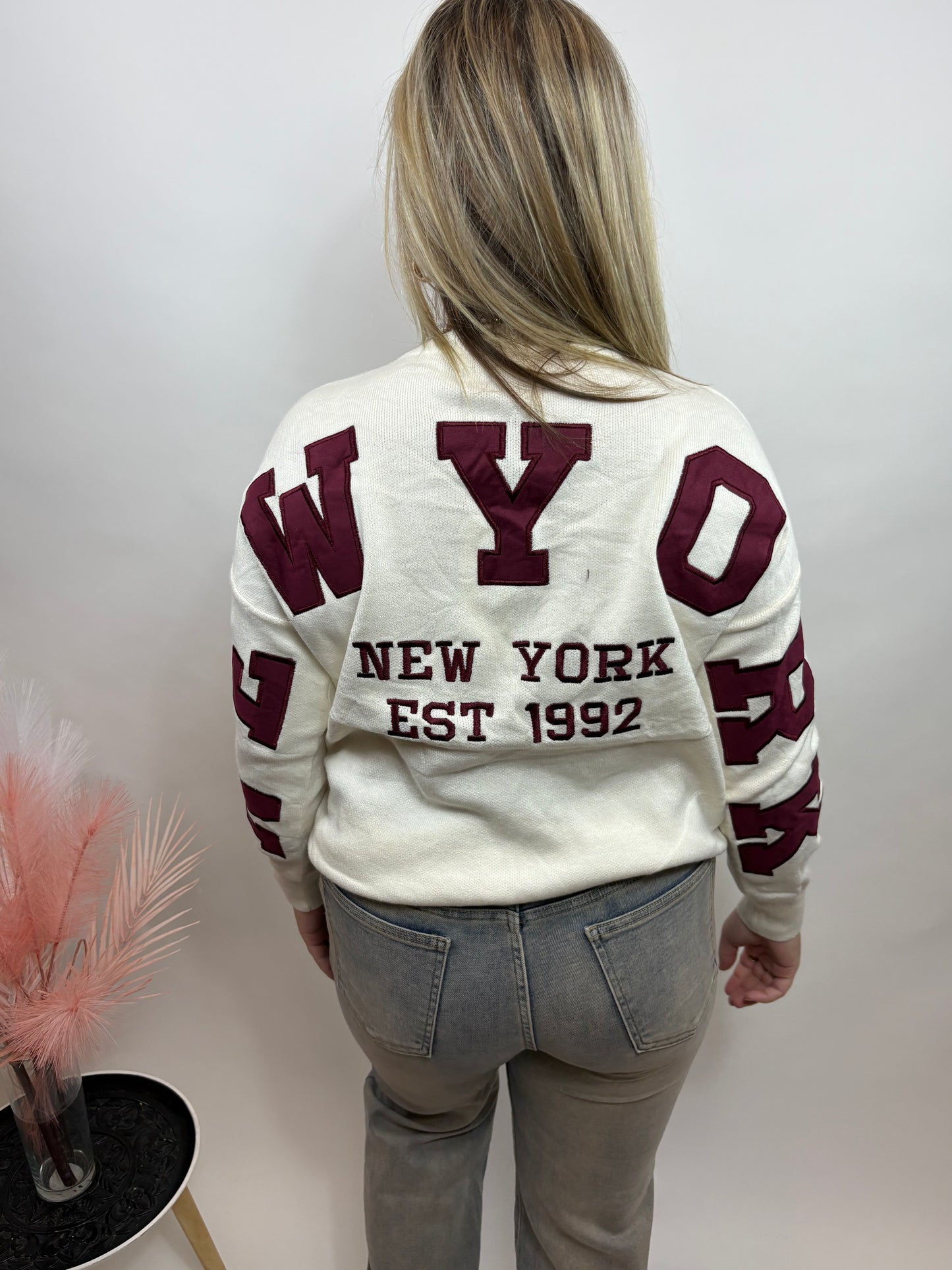 NEW YORK SWEATER BEIGE/BORDEAUX 657