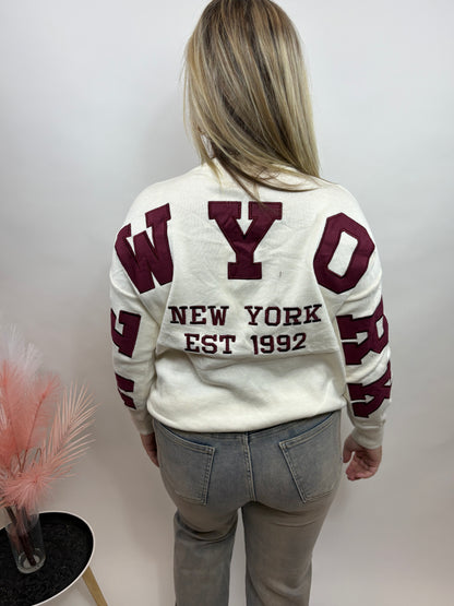 NEW YORK SWEATER BEIGE/BORDEAUX 657