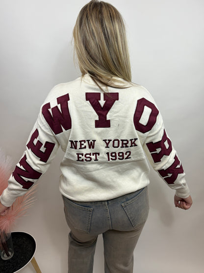 NEW YORK SWEATER BEIGE/BORDEAUX 657