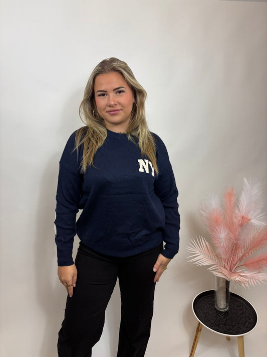 NEW YORK SWEATER MARINEBLAUW/BEIGE 660