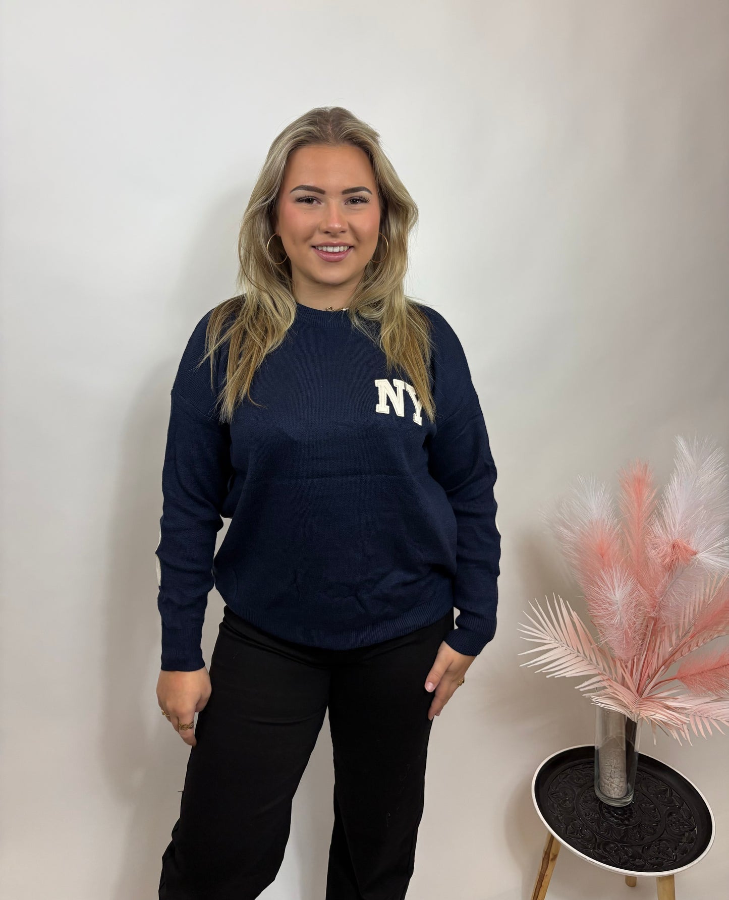 NEW YORK SWEATER MARINEBLAUW/BEIGE 660