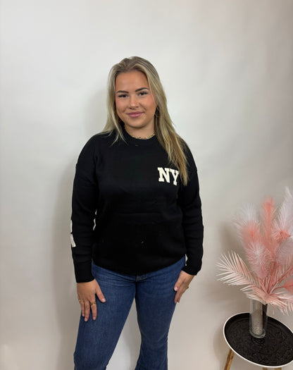 NEW YORK SWEATER ZWART/BEIGE 936