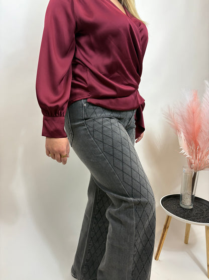 STRAIGHT FIT FULL LENGTH JEANS MET RUITVORMIGE GLITTERPATROON GRIJS 6241